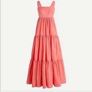 🪻HTF NWT J.Crew Tiered Maxi Dress in Taffeta sz 10 Coral Pink